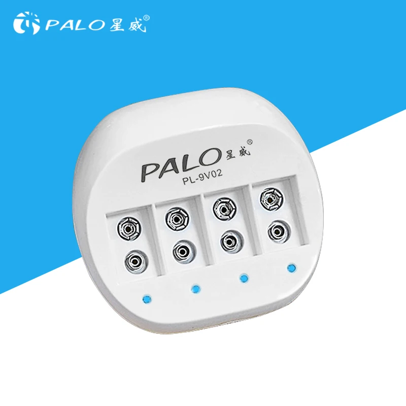 PALO 4 Slot 9V Rechargeable Battery Charger for Li-ion 9V Batteries with led dispaly