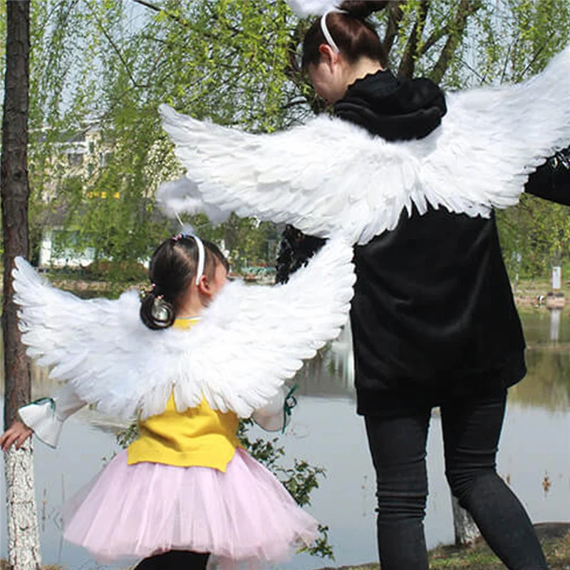 IIXPIN Kids Cosplay Angel Wings White Feather Wings Dance Party Costume Masquerade Carnival Holiday Photo Photography Props Wing