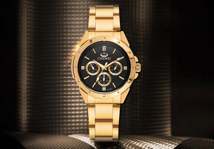 CHENXI Lovers кварцевые часы для женщин и мужчин золотые наручные часы лучший бренд класса люкс Женские Мужские часы IPG золотые стальные часы
