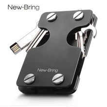 NewBring Multi-functional Metal Money Clip Men with Credit Card Wallet and key holder