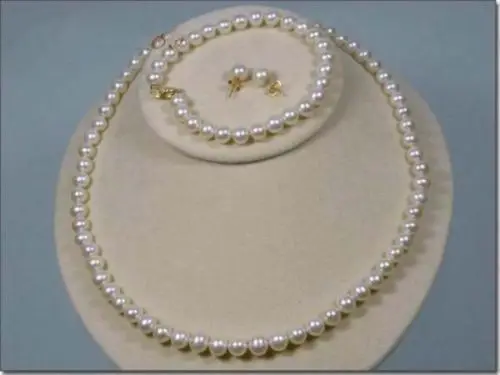 

5-6mm AAA+ WHITE AKOYA PEARL BRACELET + EARRING + NECKLACE SET