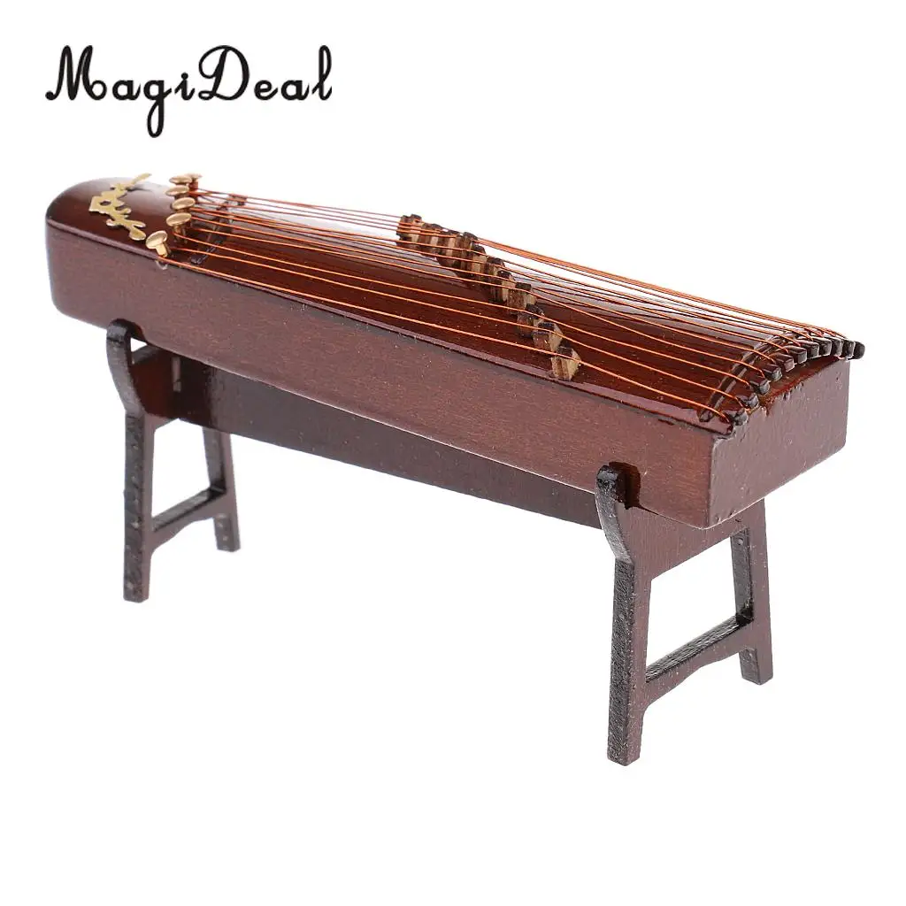 MagiDeal 1/6 Scale Realistic Zither Model Wood Military Soldier for 12 Inch Action Figure Playing Music Instrument Toys