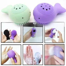 Милый маленький кит силиконовая Очищающая щетка для лица очиститель для лица поры кожи Глубокая очистка от черных точек инструменты для ухода за кожей