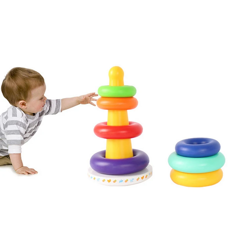 Children Toy Stack Up Rainbow Tower Rings Music Tumbler Baby Kids Stacking Intelligent Development Educational Toys YJS Dropship
