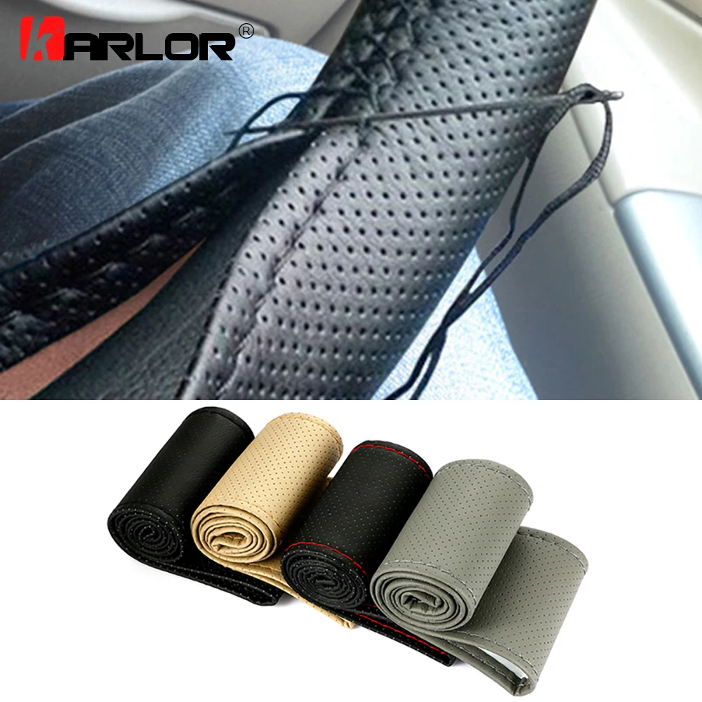 Braid On Steering Wheel Car Steering Wheel Cover With Needles and Thread Artificial leather Diameter 38cm Auto Car Accessories Braid On Steering Wheel Car Steering Wheel Cover With Needles and Thread Artificial leather Diameter 38cm Auto Car Accessories