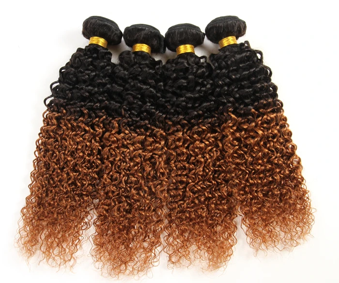 Misney Non Remy Jerry Curl два тона Омбре T1B/30 человеческие волосы 4 пучка натуральные волосы производства Бразилии плетение человеческих волос наращивание