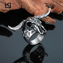 Kalen 316 Stainless Steel Goat Head Rings New Men’s Vintage Personalised Goat Rings Biker Jewelry Wholesale Cheap Cool Gifts