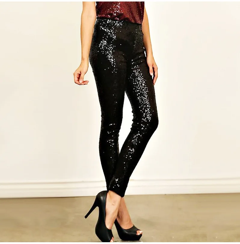 

Spring 2019 Long Trousers Nightclub High-waisted Pencil Pants Mid Solid Elastic Waist Full Length Fashion Black Pants Women