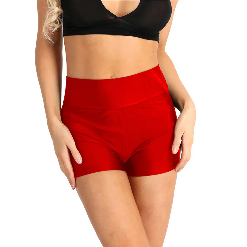 

FREEBILY Women Adults Sexy Workout Shorts Gymnastics Dance Shorts High Waist Fashion Skinny Solid Color Stretchy Short Pants