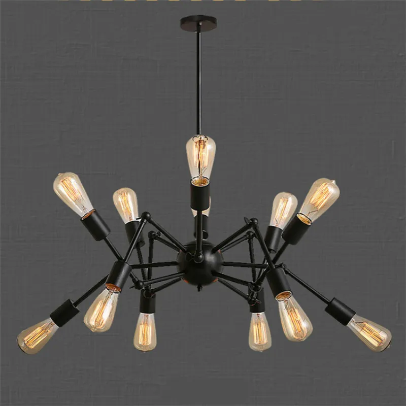 

Vintage American Retro Industrial Loft Iron Telescopic Spider Led E27 Pendant Light For Living Room Bedroom Coffee Bar 1237