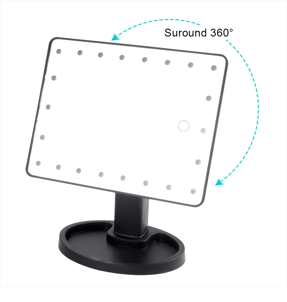 16/22 светодиодный сенсорный экран зеркало для макияжа 1X 10X увеличительное стекло Гибкий настольный яркий регулируемый USB или аккумулятор