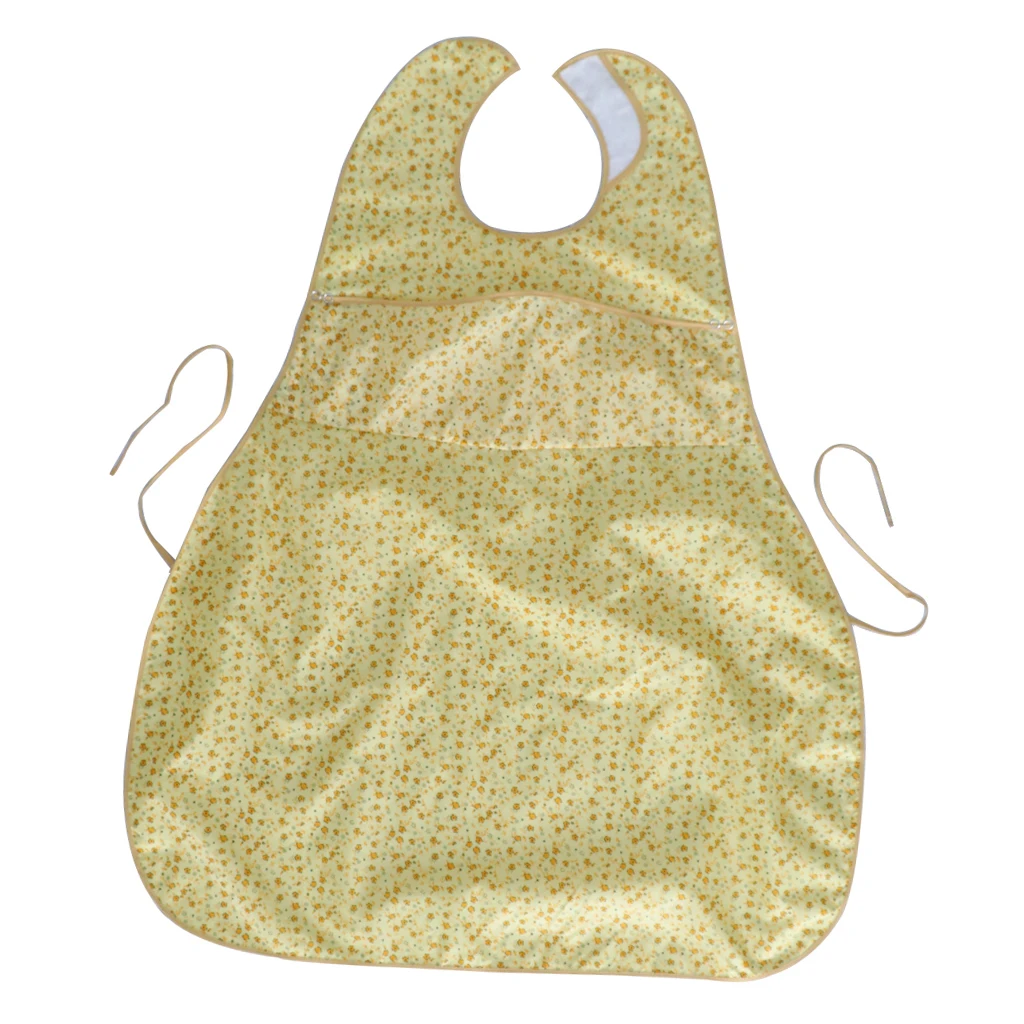 Washable Adult Reusable Eating Bibs Elderly Disability Aid Apron with Catch Pocket for Men Women Senior Citizens Elderly