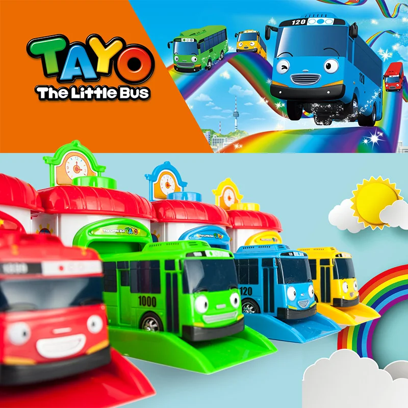 Lowest Price 4pcs/lot Korean Cartoons garage tayo the little bus model mini tayo plastic baby araba oyuncak car for kids toys Christmas gift