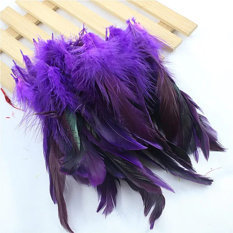 Venda 50 pchs/lote barato plumas de penas, 5-8inch13-20cm, натуральный jóias pluma de penas de galinha penas galo cor DIY - Цвет: purple