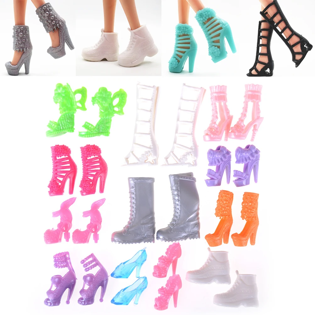 

12 pairs Doll Shoes Fashion Cute Colorful Assorted shoes for Doll with Different styles Baby Toy