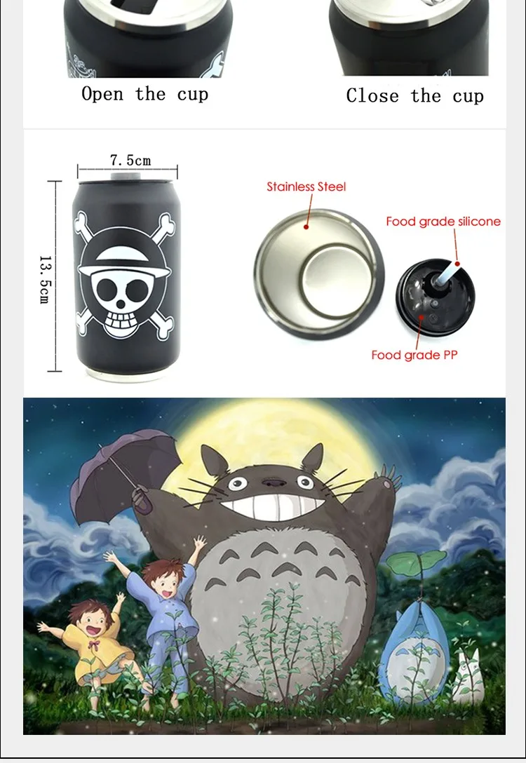 Горячая Распродажа креативные мультфильм Miyazaki Junlong нержавеющей стали Изоляционные банки портативный горячей и холодной воды