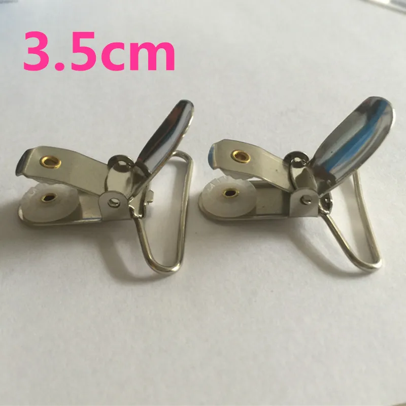 3.5cm/35mm Wholesale Silver Tone Metal Baby Pacifier Clip Suspender