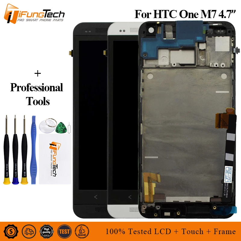 

For Htc One M7 802D 802W Lcd Screen display WIth Touch Glass DIgitizer+Frame Assembly SIngle or dual sim Replacement