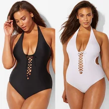 Сексуальный слитный купальник большого размера, женский купальник бикини с пуш-ап, женский купальник с открытой спиной, одноцветные купальники размера плюс