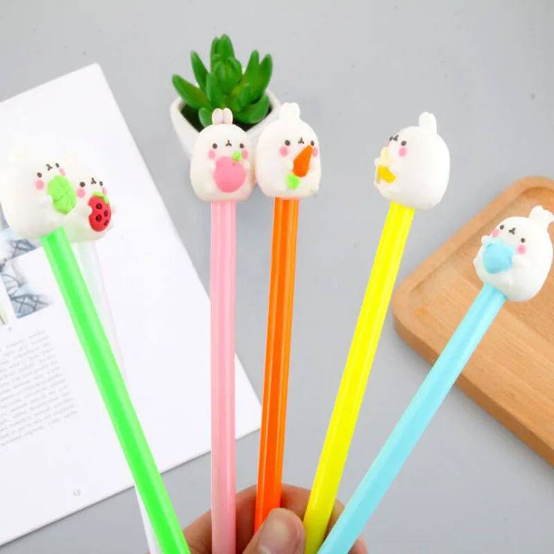 2pc Potato Rabbit Gel Pens Cute Pen Office Stationery Cartoon Heart-Shaped Waterborne Signature Pen Student School Supplies kawaii heart shaped leaves memo pad lotus leaf sticky notes natural plant post note office planner paper sticker school supplies