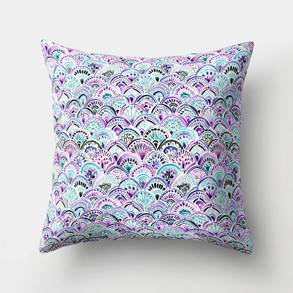 Наволочка с градиентным рисунком хвоста русалки для дивана, дивана, домашнего текстиля, украшенная розовой и голубой рыбьей чешуей, чехол для подушки с блестками - Цвет: Mermaid Tail 13