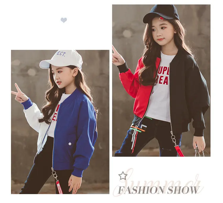 Модная весенняя куртка для девочек; цвет синий, белый; куртки в стиле пэчворк; осенние детские пальто для девочек; бейсбольная одежда; одежда для маленьких девочек