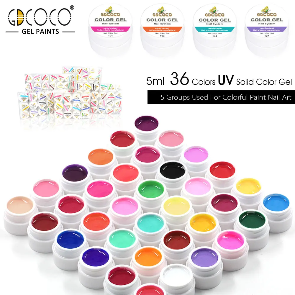 20204 nail art CANNI 36 pure color uv gel kit, uv color paint gel kit