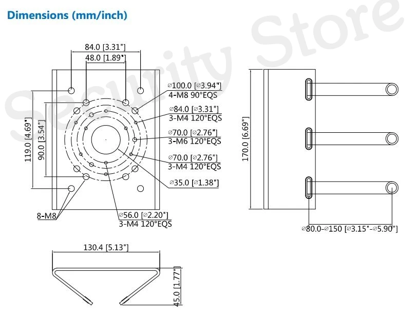Dahua PFA150 кронштейн для DH Dome Bullet PTZ камера: SD6C230U HNI IPC HFW1320S HDW1320S|Аксессуары CCTV| |