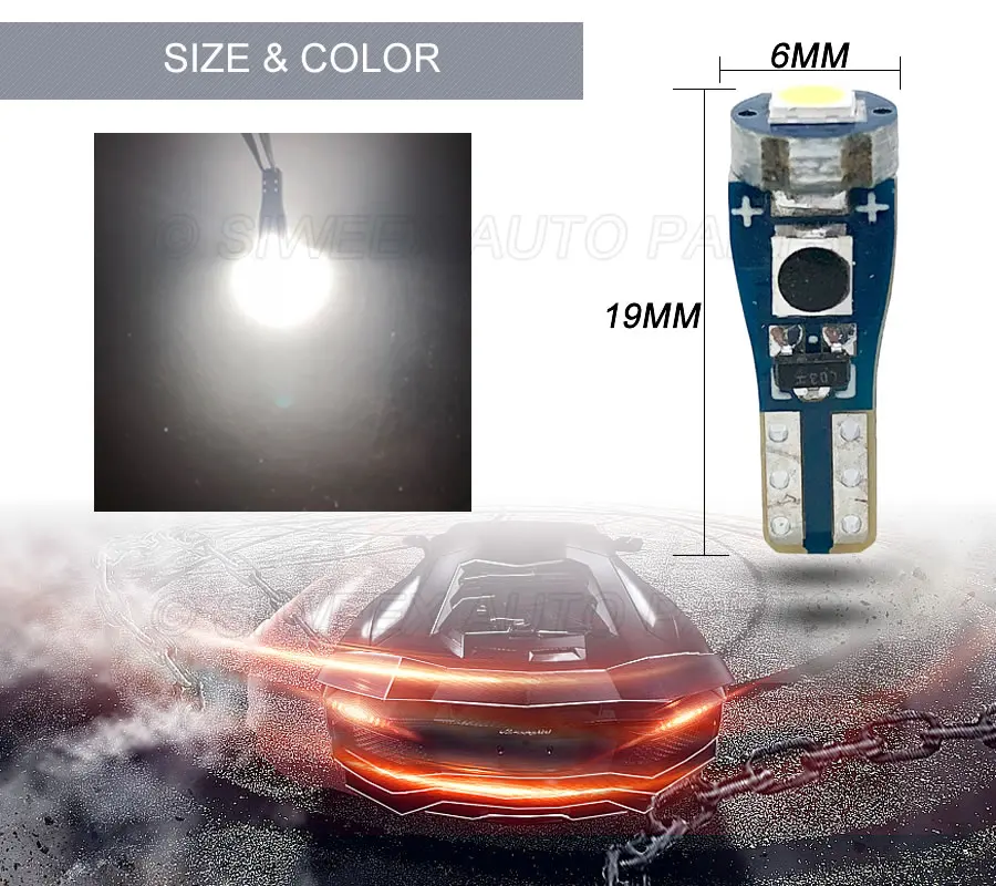 10x T5 37 70 73 74 приборной панели 3030 SMD 1 светодиодный супер яркий свет сигнальная лампа