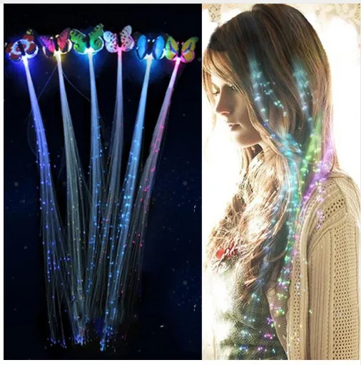 

5PCS/Lot super Cool LED Flashing Hair Braid Glow in the Dark Toys for girl night light up indoor and outdoor toys gift presnet