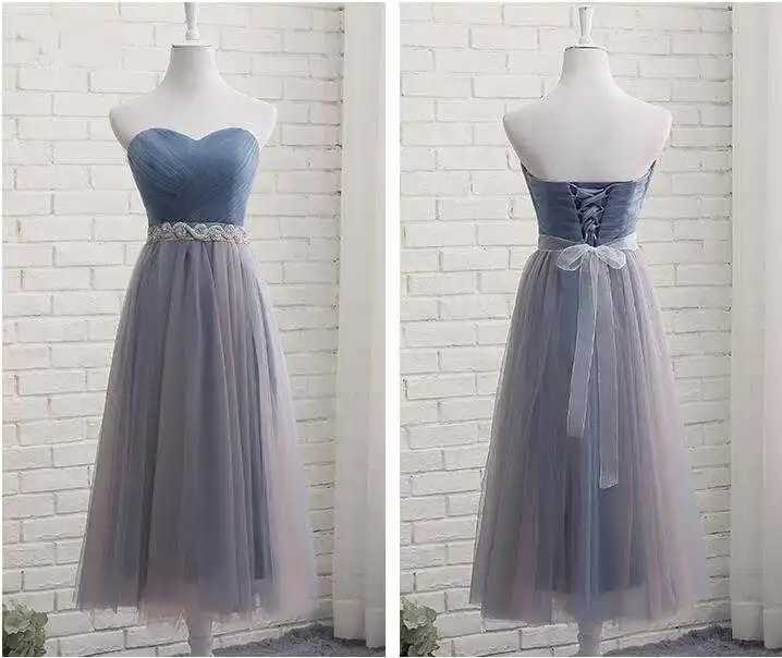 Beauty Emily High Quality Tulle Long Short Bridesmaid Dresses 2019 Formal A-line Vintage Party Prom Dresses Off the Shoulder