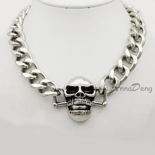 

heavy cuban cut chains rock stainless steel 2018 necklace for men man's fashion skull jewelry AN456