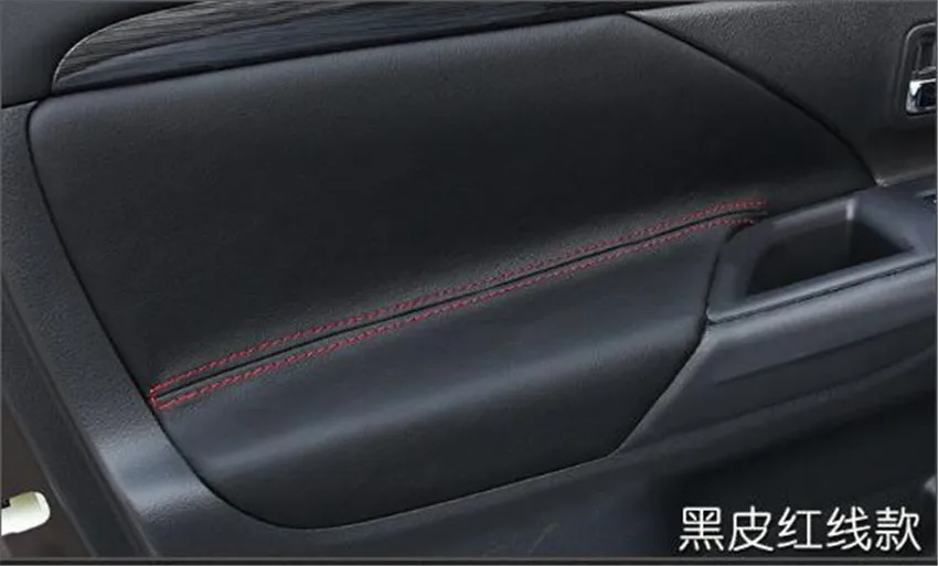 Free shipping 1lot genuine leather Interior door armrest cover for- Mitsubishi OUTLANDER car accessories - Название цвета: Черный