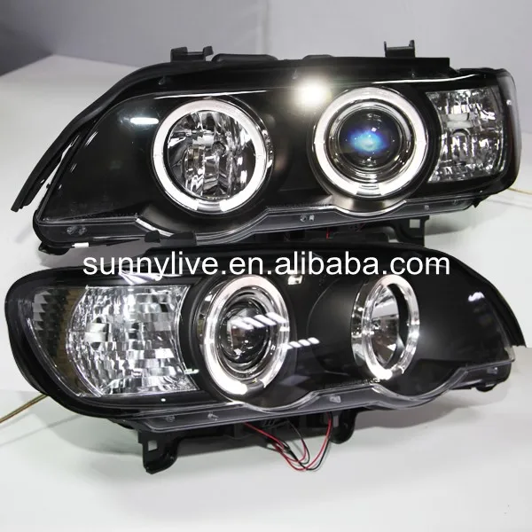 

1999-2003 Year For BMW for X5 E53 LED Angel Eyes Head Light Black Housing