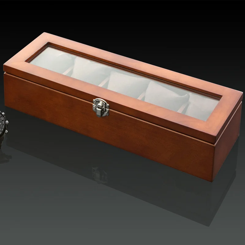 Watch Storage Box Display Holder For Men Wood With Glass Window