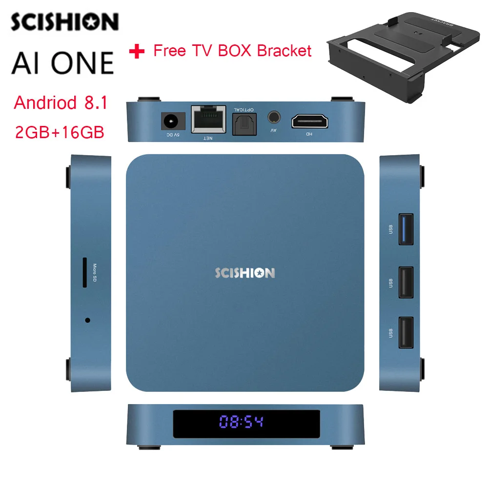

New Arrival Android 8.1 TV Box SCISHION AI ONE Voice Control RK3328 2G 16G BT4.0 USB 3.0 4K AIONE Set-top Box Smart Media Player