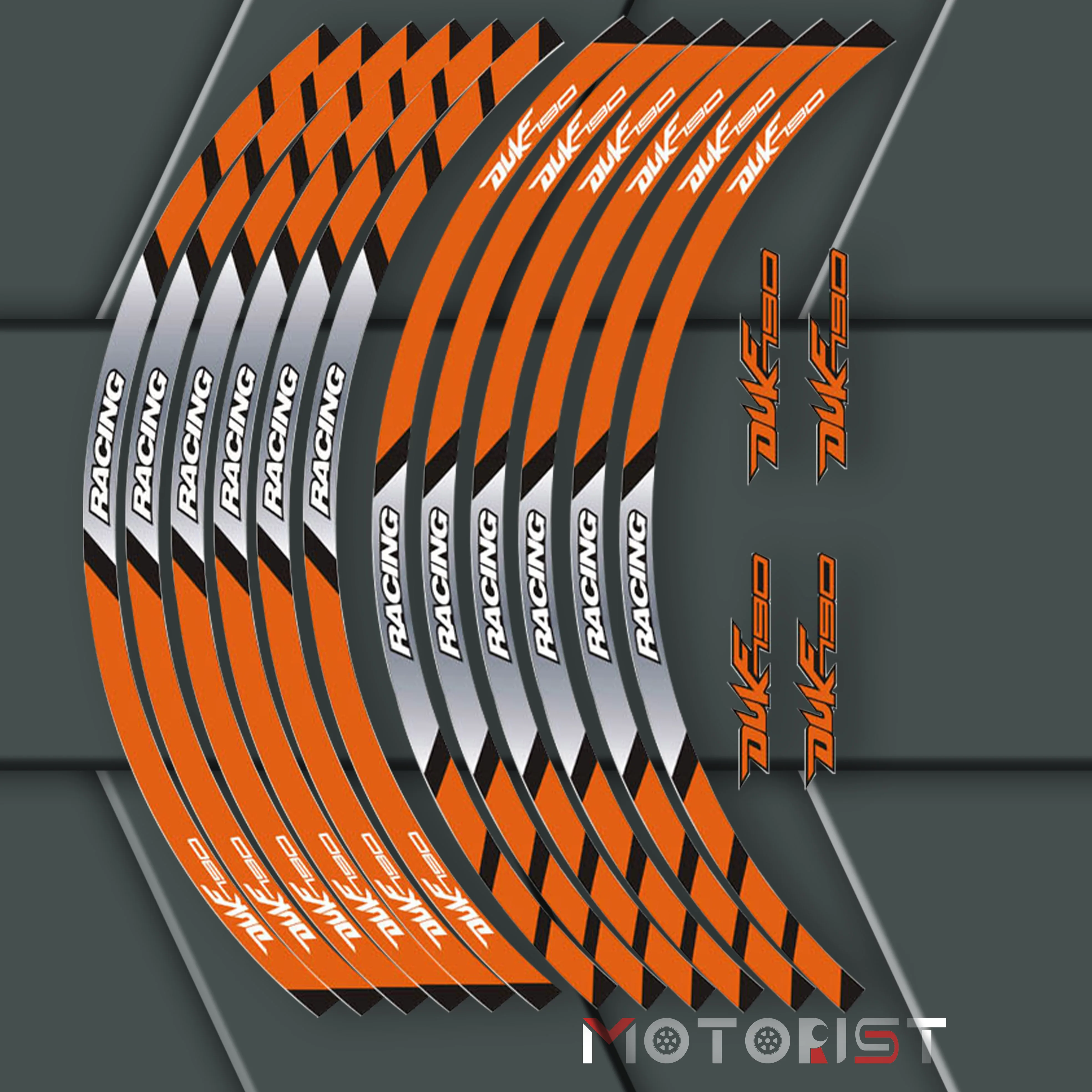 

a set of 12pcs high quality motorcycle wheel decals waterproof Reflective stickers rim stripes For KTM DUKE 790