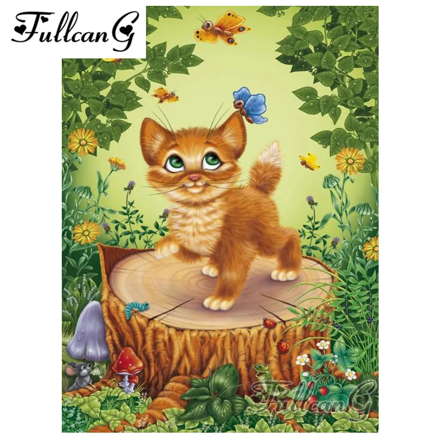 

FULLCANG diy 5d diamond embroidery "animal cat" painting full square/round drill rhinestone cross stitch kits home decor FC148