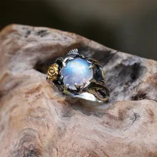 Новинка, Европейское кольцо с листьями из лунного камня, креативное уникальное кольцо для свадьбы, помолвки, юбилея, кольца для женщин, ювелирные изделия