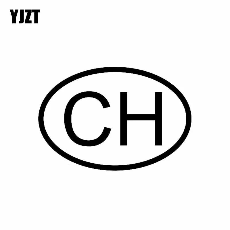 

YJZT 14.7CM*10CM CH SWISS COUNTRY CODE OVAL CAR STICKER VINYL DECAL Black Silver C10-01207