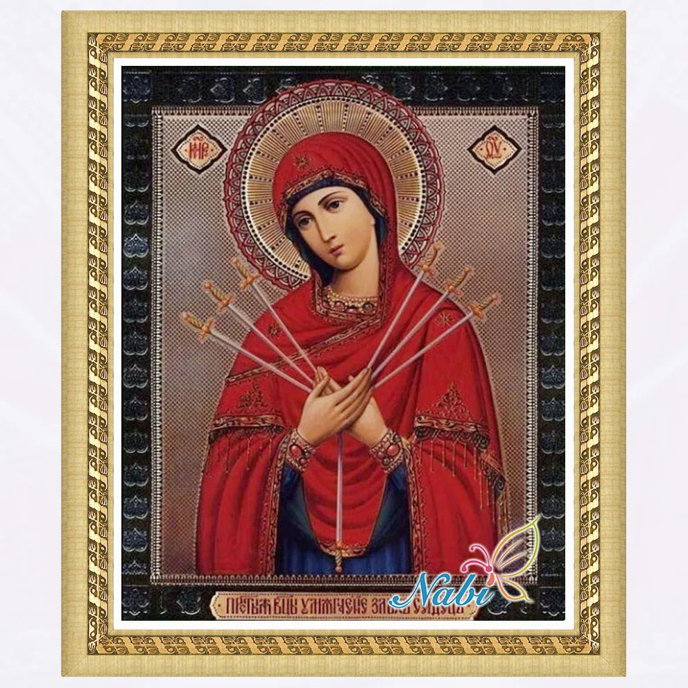 

religion nossa senhora photo dmc beadwork 2901R - Round Diamond embroidery cross stitch diamond mosaic painting