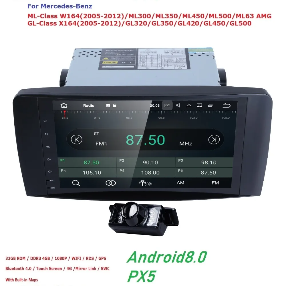 Excellent Hizpo AutoRadio 2 din Android 8.0 For Mercedes ML W164 GL X164 Multimedia Class ML350 ML500 GL320 Stereo Qcta Core USB Wifi 4GB 2