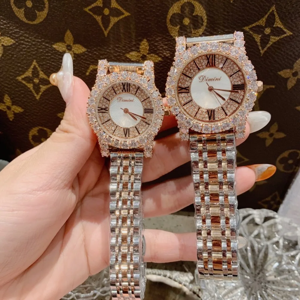 2 размера классические римские цифры женские деловые часы роскошные часы-браслет со стразами кварцевые часы с циферблатом аналоговые наручные часы с блиллиантами