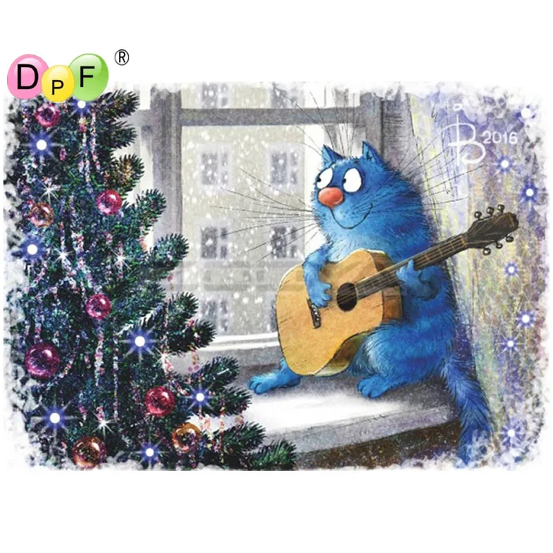 

DPF DIY Cute blue cat 5D square diamond painting cross stitch crafts diamond embroidery wall painting home decor mosaic