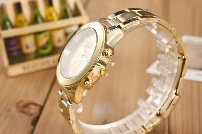 Новая мода Женева часы Спортивные часы дамы Для Женщин Девочек Унисекс Нержавеющая сталь кварцевые наручные часы 100 шт./лот для Рождество