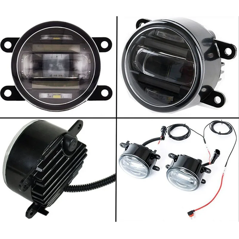 front led replacement fog lamp lights with daytime running light DRL white fog yellow fog amber fog lends 90mm 3.5inch fog Assemblies Assembly for ford honda subaru suzuki mitsubishi renault suzuki foglamp (4)