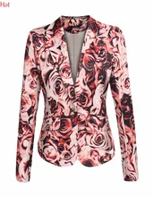 Nuevo Impreso Blazer Talles para Las Mujeres Escudo Elegante Estampado de flores Blazers Casual Traje Chaqueta Escudo Chaquetas Mujer Outwear YC001005