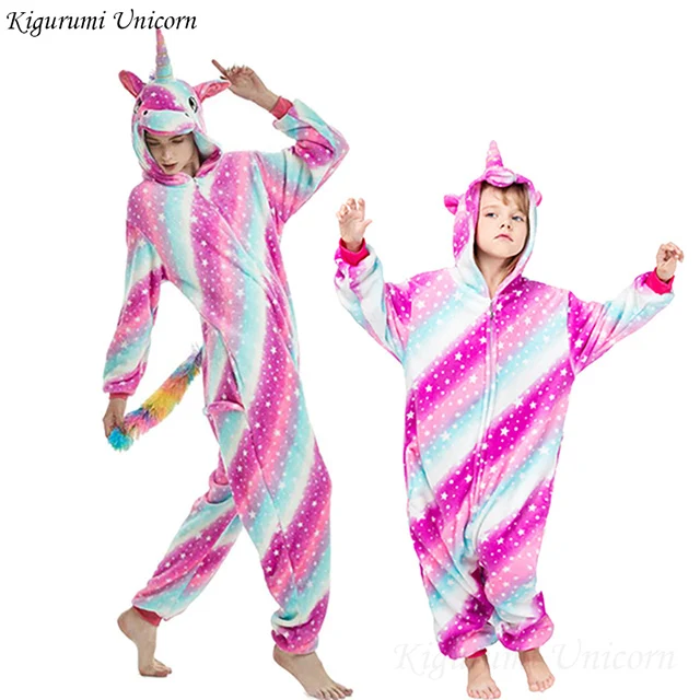 Кигуруми костюмы единорога для детей пижамы для девочек мальчиков взрослых животных кошка пижамы Зима стежка Onesie пижамы детей - Цвет: 2019 New unicorn3