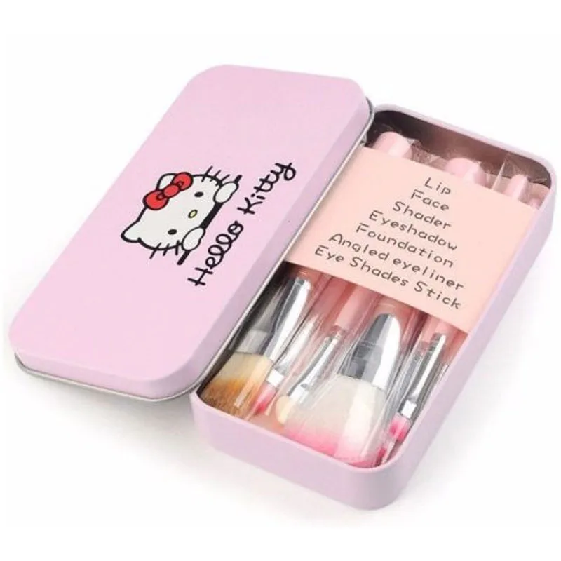 1 компл.. hello kitty розовый черный 7 шт./компл. мини набор кистей для макияжа Набор косметики набор кистей для макияжа Набор инструментов с