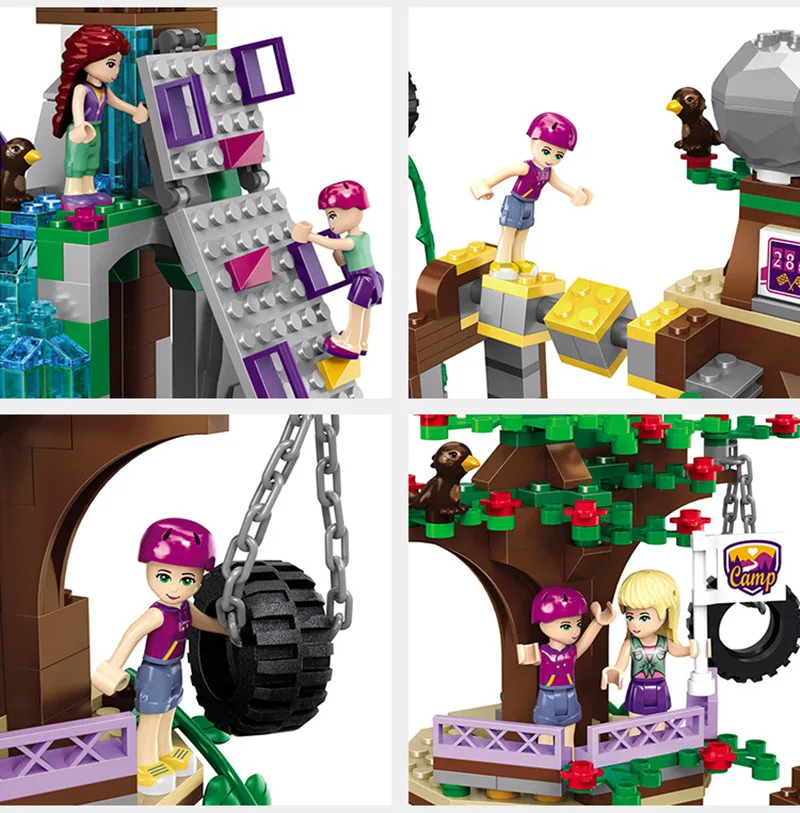 Цена 875 шт., игрушки для детей с изображением дома на дереве и лагеря приключений, совместимы с городскими строительными блоками, фигурки для дево...